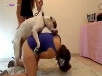 Masked slut got her pussy eaten by dog before dog sex
